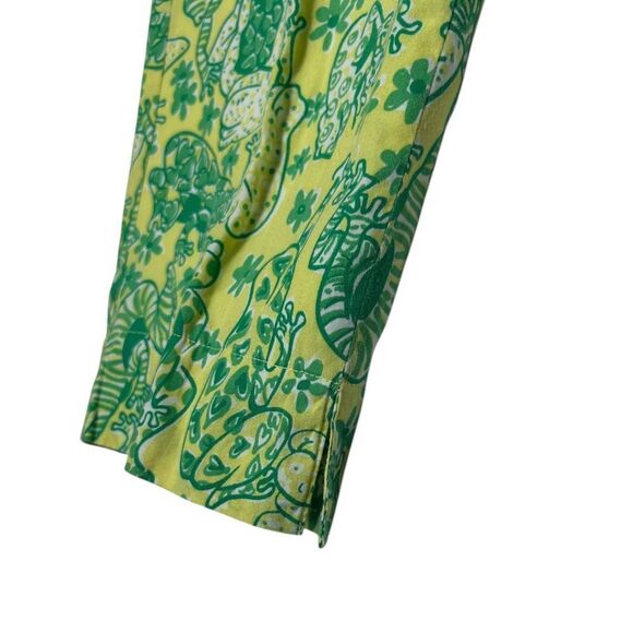 Vintage Lilly Pulitzer 🐸 Frog Print Green Yellow Ankle Pants High Rise Cropped - Picture 14 of 16